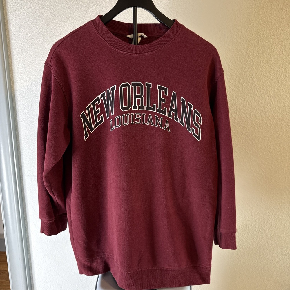 H&M New Orleans Women's Sweatshirt Long Sleeve Crewneck Red Size XS